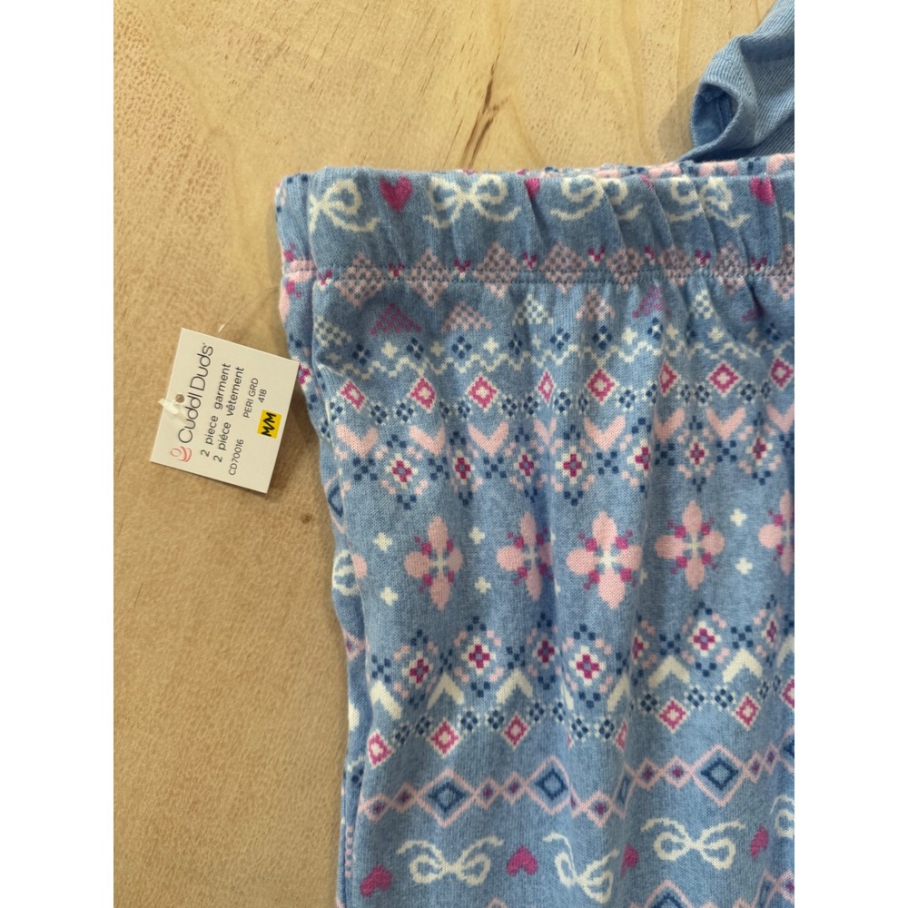 Cuddl Duds Fair Isle Pajama Set Blue Jogger Cozy Lounge Medium Cottagecore PJs - Picture 4 of 8